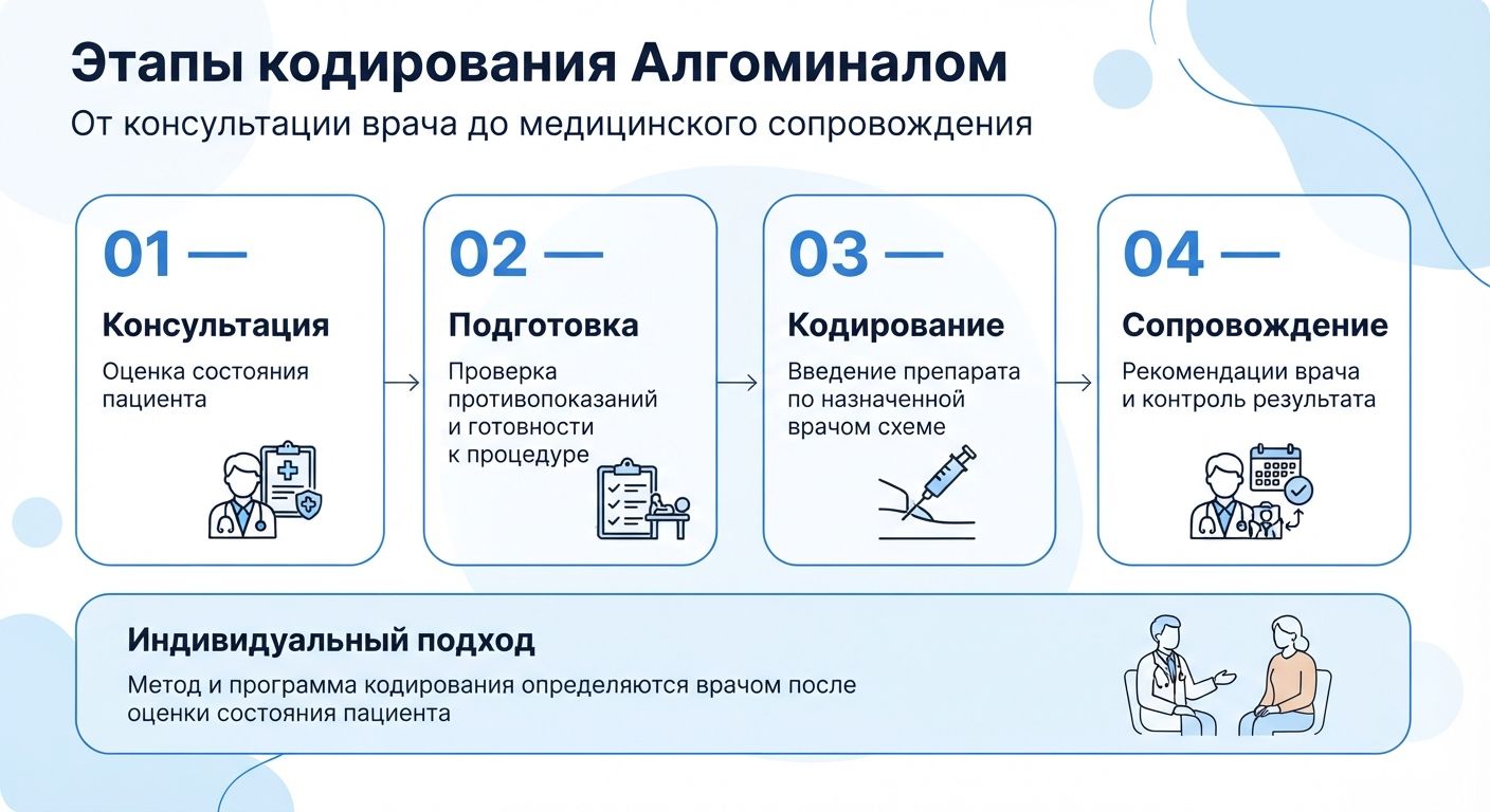 Кодирование препаратом «Алгоминал» в Судаке инфографика